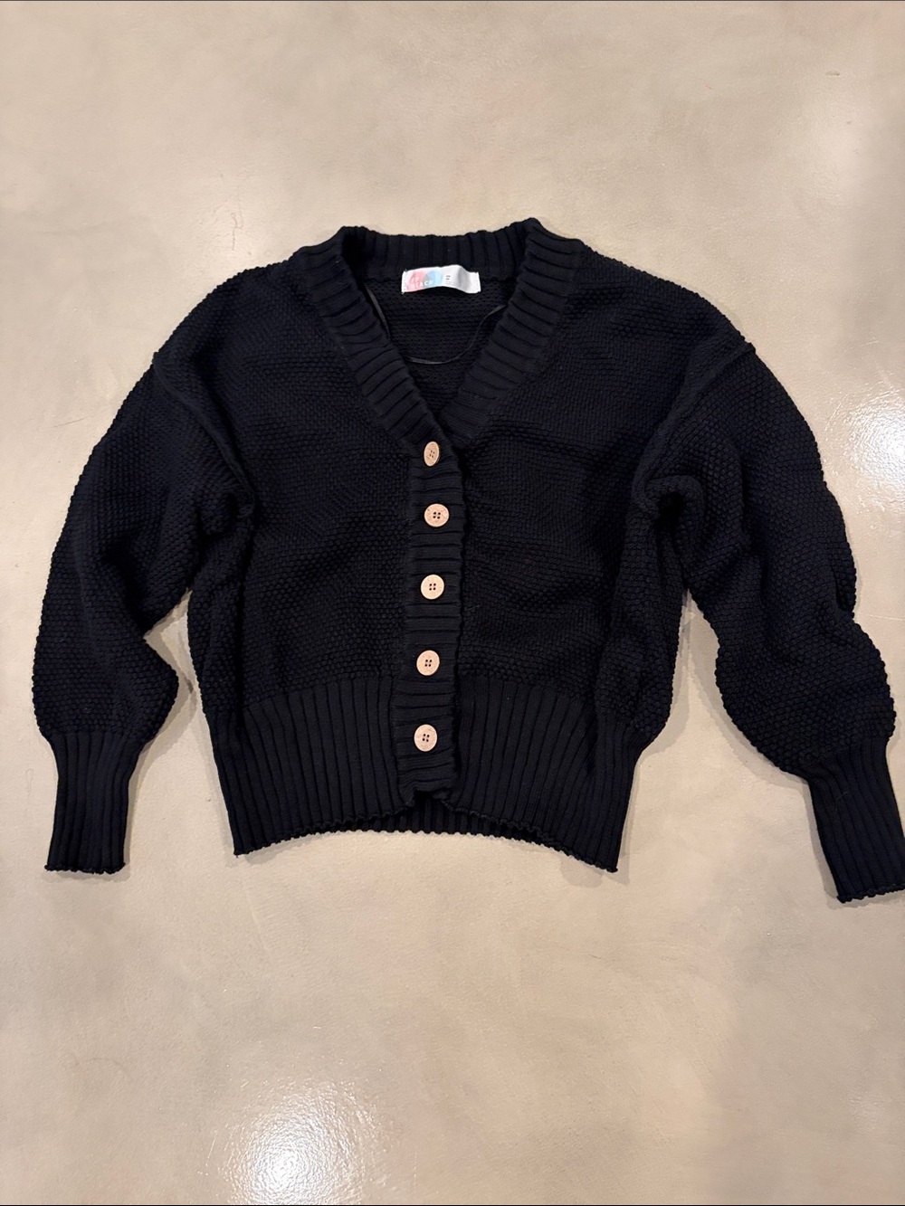 Womens Black Button-Front V‑Neck Knit Cardigan